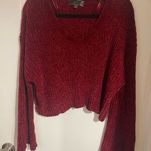 Blue Blush Burgundy Ribbed Sweater